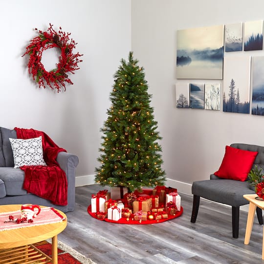 6ft. Pre-Lit West Virginia Mountain Pine Artificial Christmas Tree, Clear LED Lights